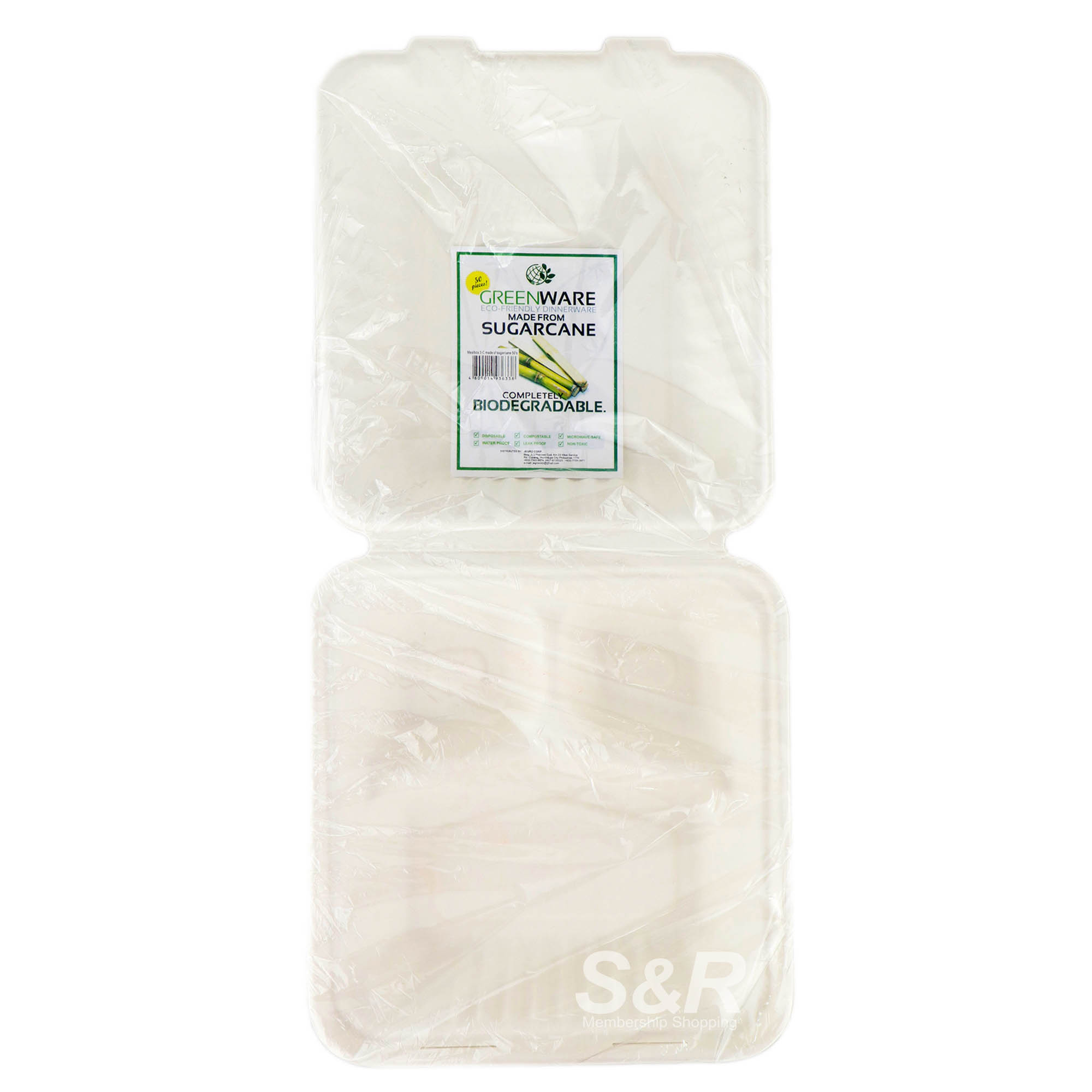 Greenware Eco-Friendly Dinnerware Sugarcane 3 Compartments 50pcs